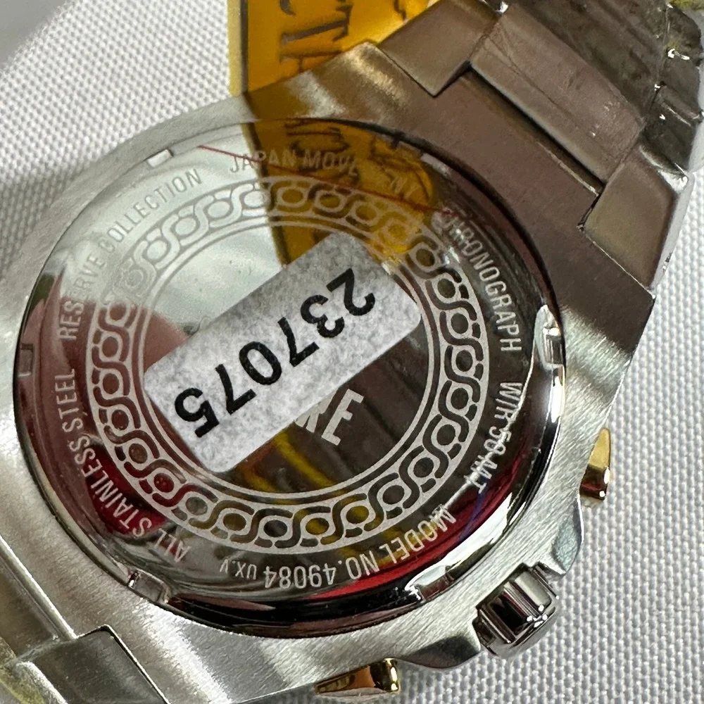 NWT Invicta 49084 Chronograph Watch Men's Silver Gold Green Reserve Luxury